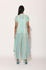 Dots Turquoise Striped Top and Drape Pants Set