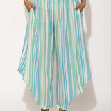 Dots Turquoise Striped Drape Pants