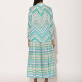 Dots Turquoise Striped Pleated Pants