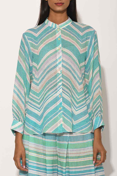 Dots Turquoise Striped Shirt
