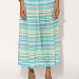 Dots Turquoise Striped Pleated Pants