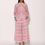 Dots Pink Striped Pleated Pants