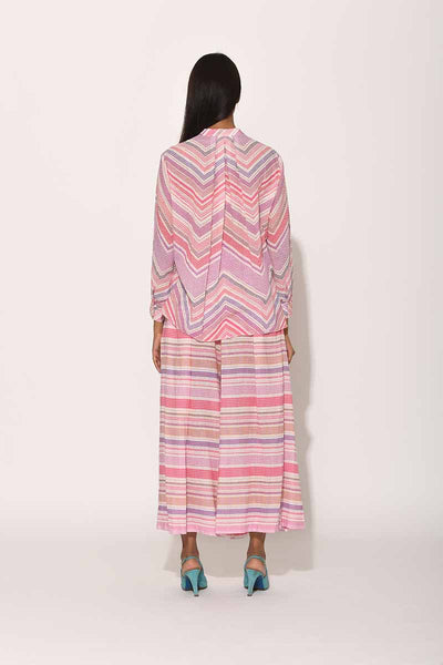 Dots Pink Striped Pleated Pants
