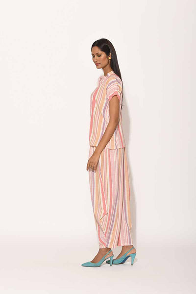 Dots Pink Striped Drape Pants