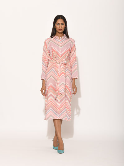 Dots Pink Chevron Dress