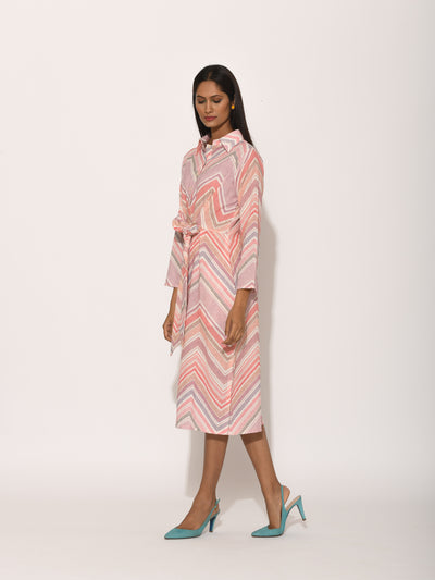 Dots Pink Chevron Dress