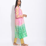 Pink Green Silk Shibori Kurta