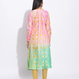 Pink Green Silk Shibori Kurta