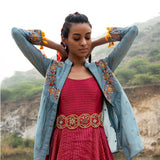 Morbagh Embroidered Chanderi Jacket with Sunheri Asymmetrical Dress