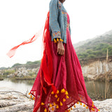 Morbagh Embroidered Chanderi Jacket with Sunheri Asymmetrical Dress
