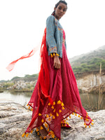 Morbagh Embroidered Jacket with Asymmetrical Sunheri Chanderi Dress