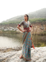 Morbagh Grey Floral Saree with Blouse