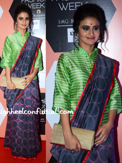 Rasika Dugal In Our Purple Geometrical  Chanderi Shibori Saree