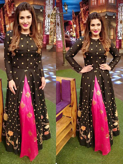Raveena Tondon In Our Raas Embroidered Long Jacket And Lehenga Set