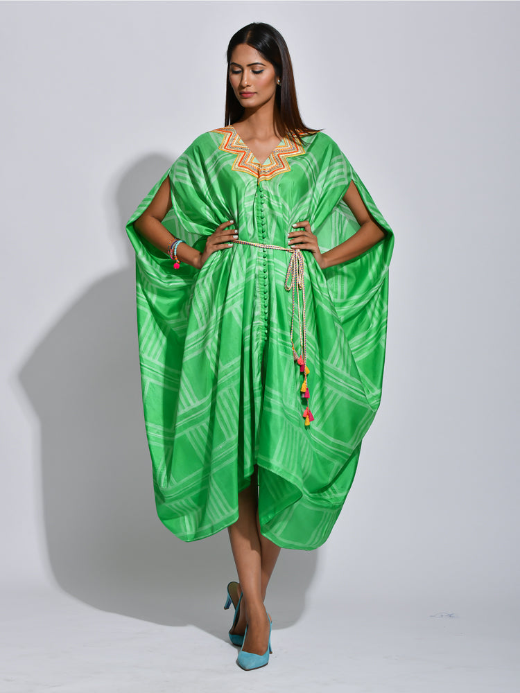 Jade Nomad Shibori Silk Cape