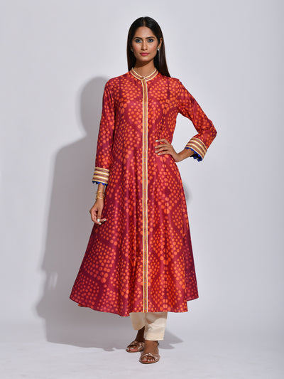 Maroon Nomad Shibori Silk Kurta
