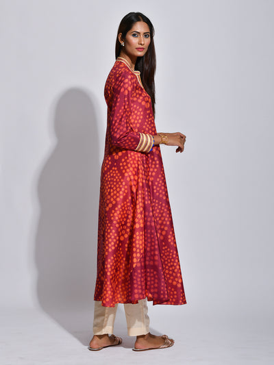 Maroon Nomad Shibori Silk Kurta