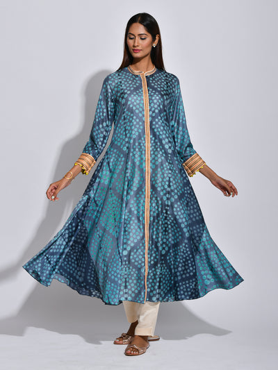 Charcoal Nomad Shibori Silk Kurta