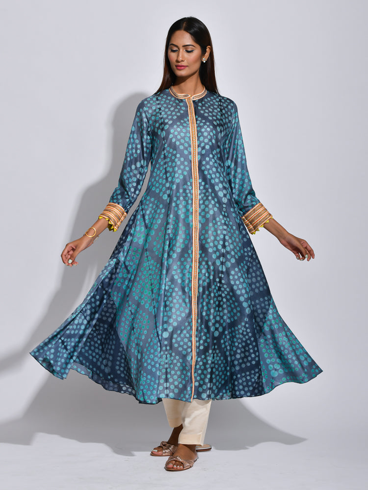 Charcoal Nomad Shibori Silk Kurta