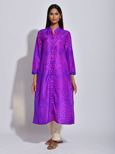 Voilet Shibori Silk Kurta