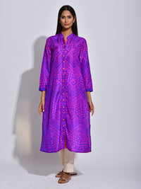 Voilet Ripple Shibori Silk Kurta