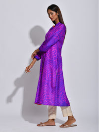 Voilet Ripple Shibori Silk Kurta