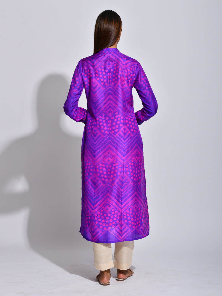 Voilet Shibori Silk Kurta