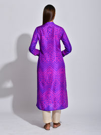 Voilet Ripple Shibori Silk Kurta