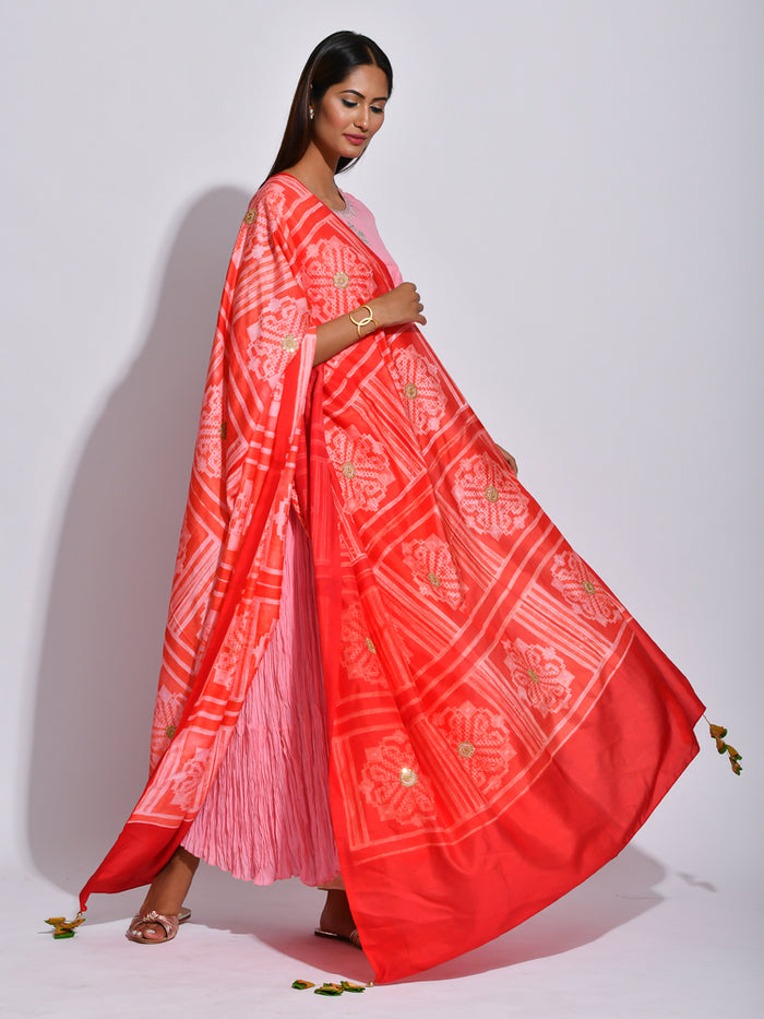 Scarlet Buta Shibori Silk Dupatta