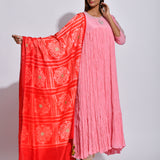 Scarlet Buta Shibori Silk Dupatta
