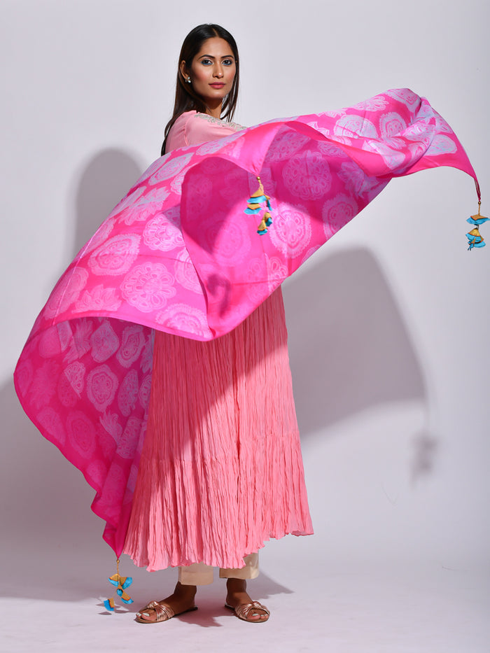 Buta Raspberry Shibori Silk Dupatta