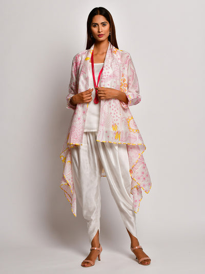 Bloom Pink Jaal Printed Chanderi Jacket
