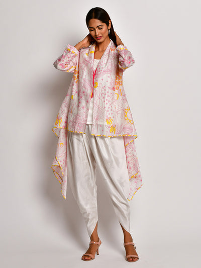 Bloom Pink Jaal Printed Chanderi Jacket