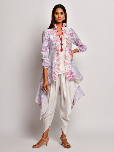 Bloom Purple Jaal Printed Chanderi Jacket