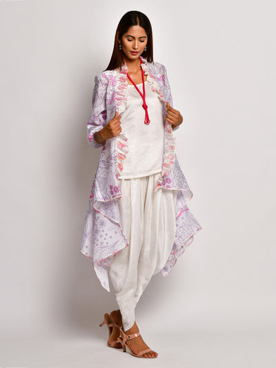 Bloom Purple Jaal Printed Chanderi Jacket