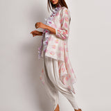 Bloom Pink Floral Printed Chanderi Jacket