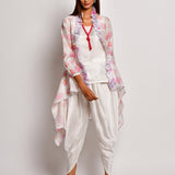 Bloom Pink Floral Printed Chanderi Jacket