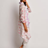 Bloom Pink Floral Printed Chanderi Jacket