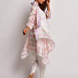Bloom Pink Floral Printed Chanderi Jacket