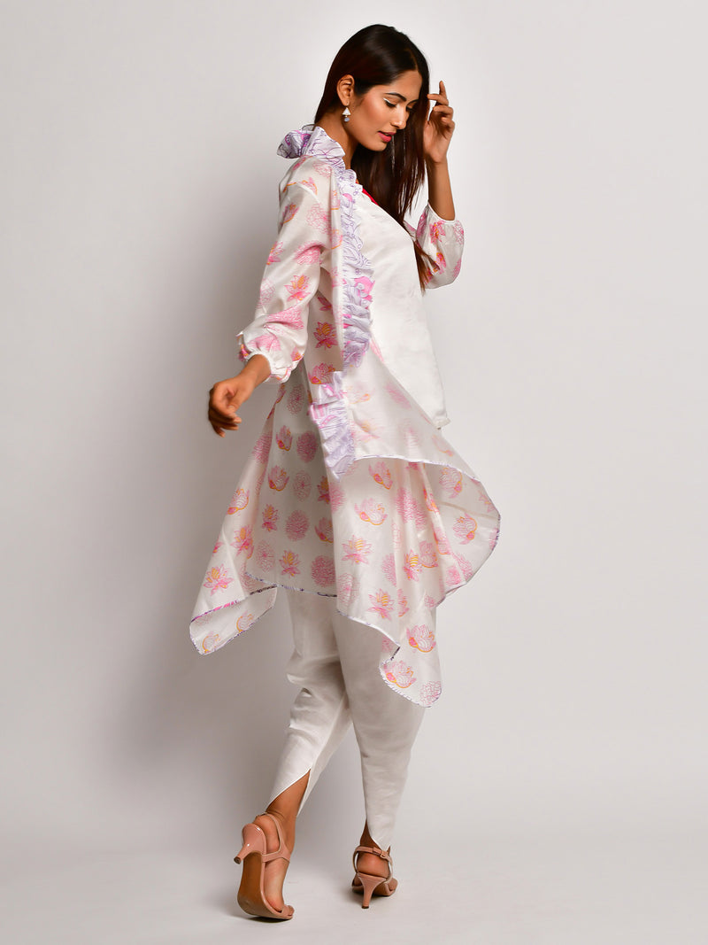 Bloom Pink Floral Chanderi Jacket