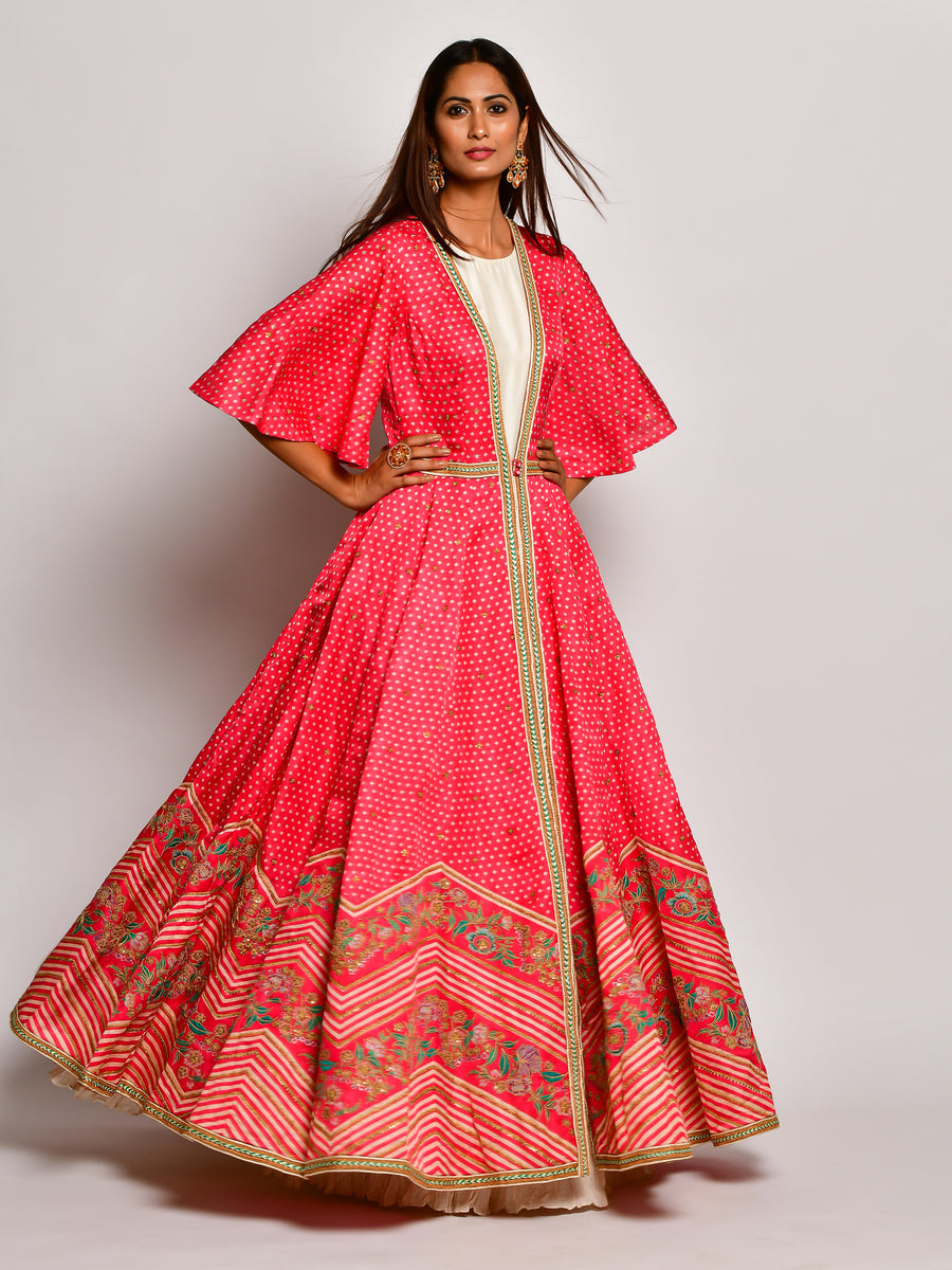 Guldasta Crimson Anarkali Set