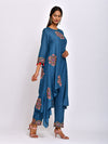 Morbagh Teal Kamal Asymmetrical Embroidered Tunic with Pants