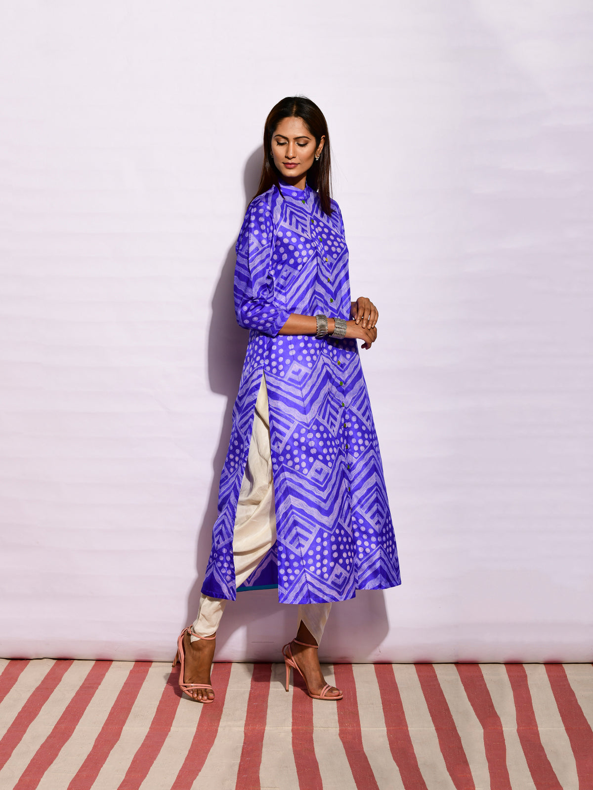 Purple Ripple Shibori Silk Kurta