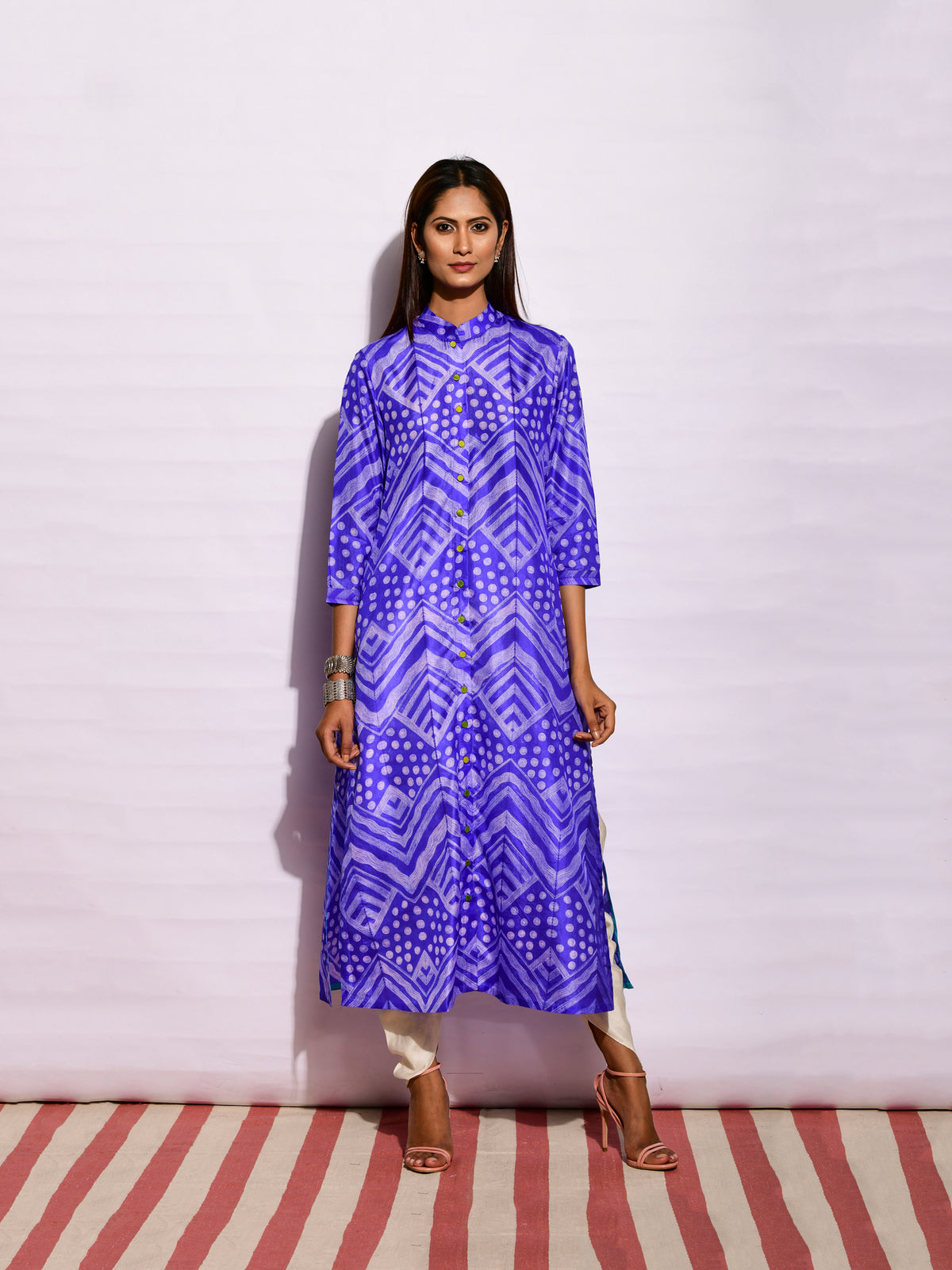 Purple Ripple Shibori Silk Kurta