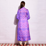 Purple Ripple Shibori Silk Long Kurta