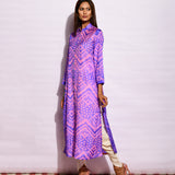 Purple Ripple Shibori Silk Long Kurta