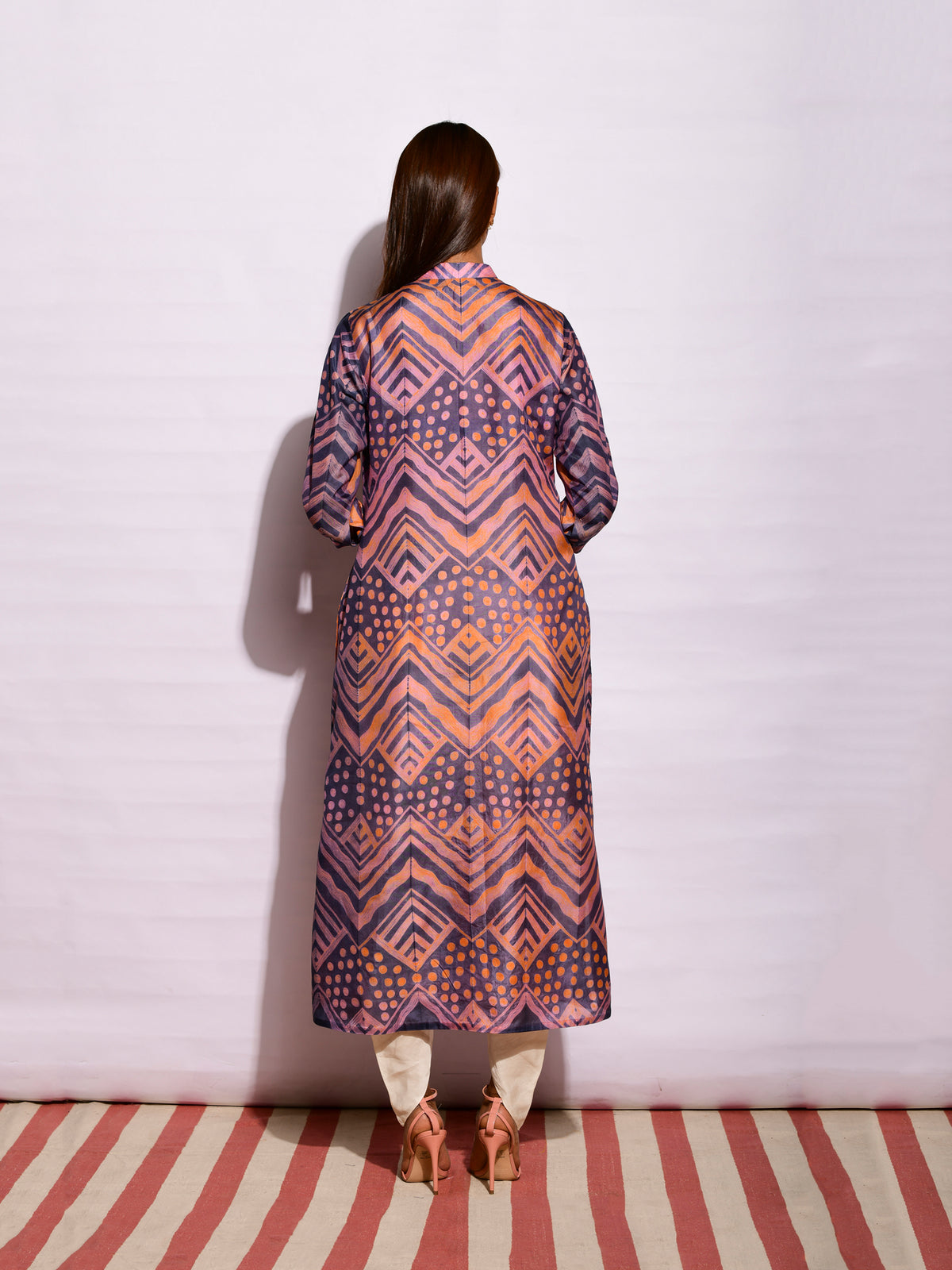 Grey Ripple Shibori Silk Kurta