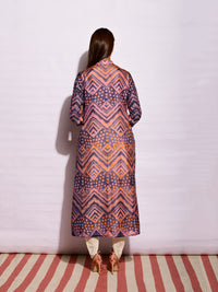 Grey Ripple Shibori Silk Kurta