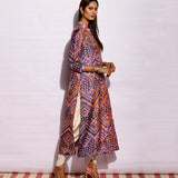 Grey Ripple Shibori Silk Kurta