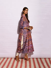 Grey Ripple Shibori Silk Kurta